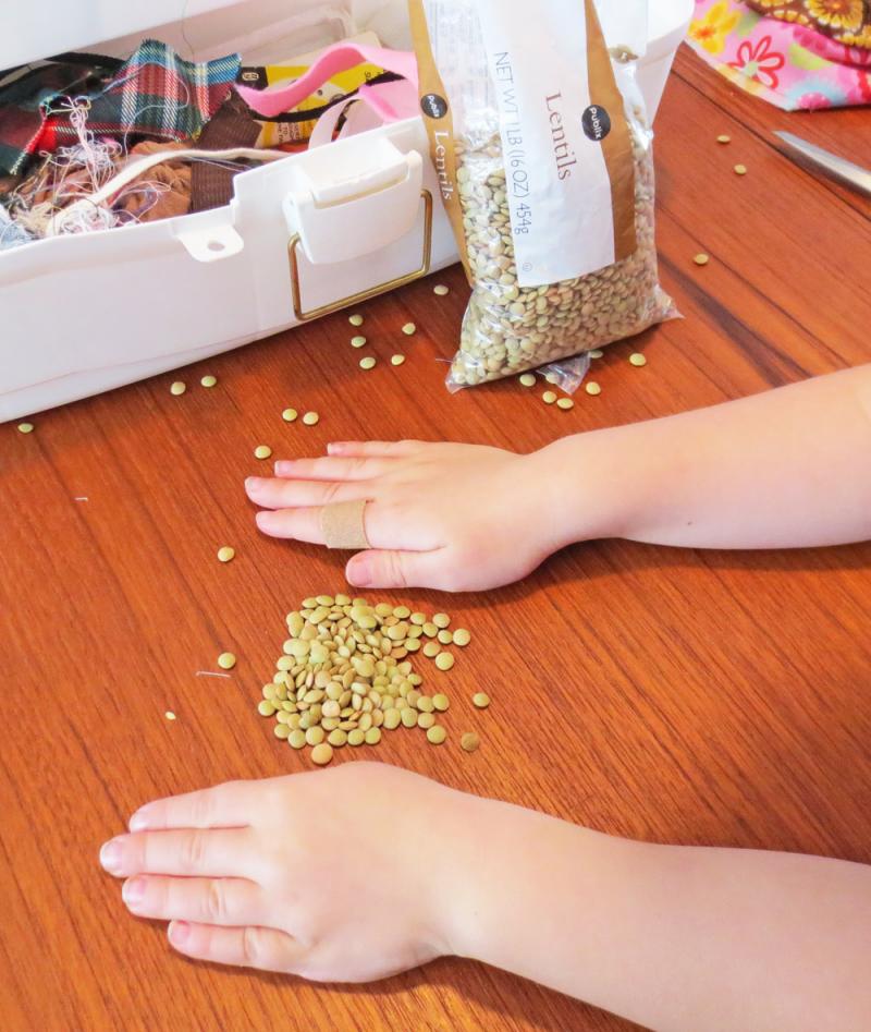 Use lentils to fill your bean bags.