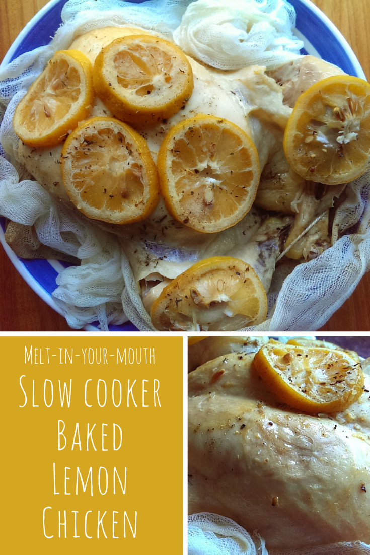 The easiest hot weeknight dinner you'll ever make with a whole chicken! No thawing required with this fast melt-in-your-mouth crockpot lemon chicken recipe. | slow cooker | school meals | 