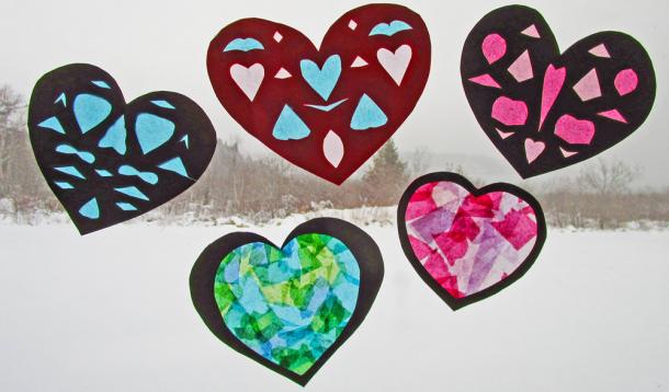 Paper Heart Window Decorations 
