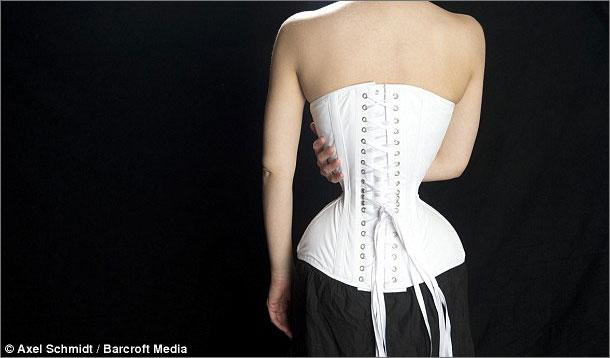 Woman with smallest online waist corset