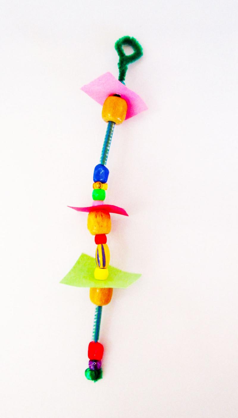 Bead and pipe cleaner ornament.