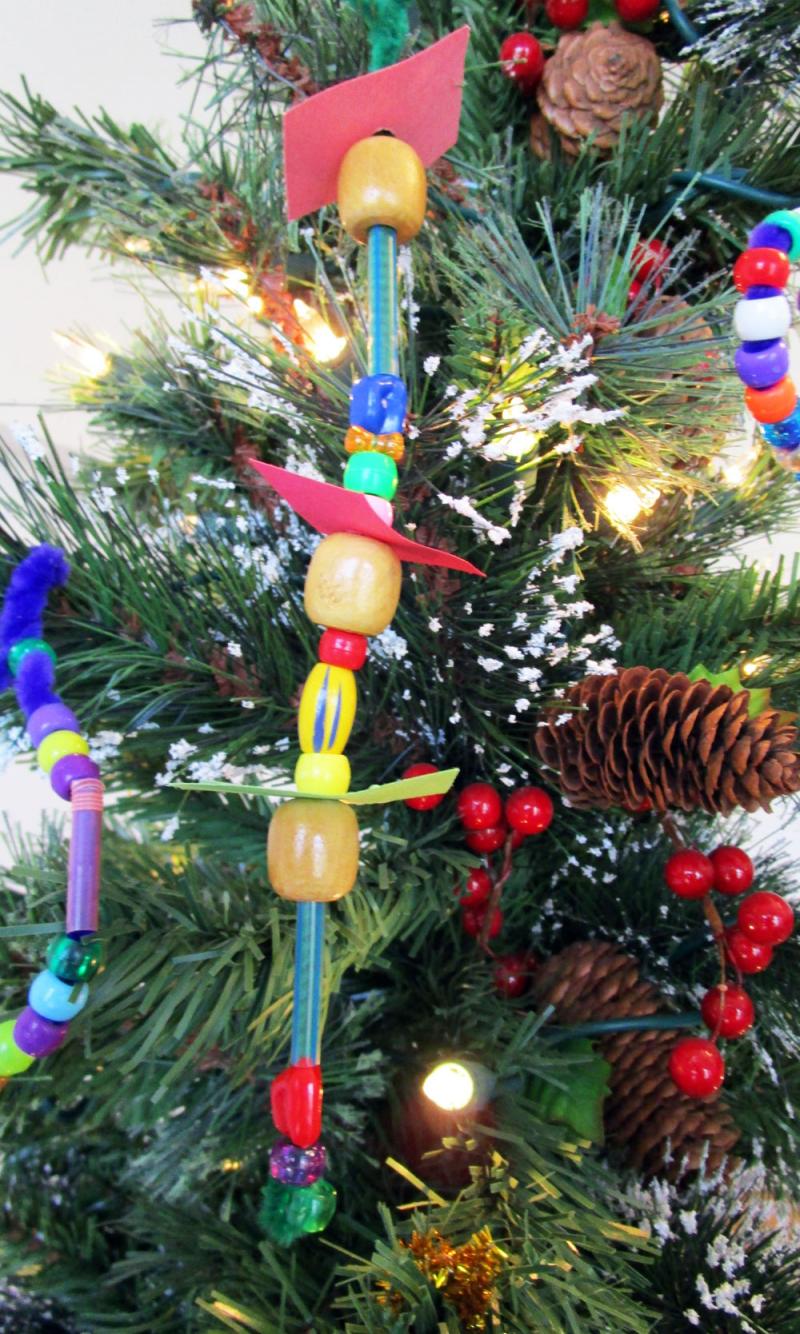 Bead and pipe cleaner ornament.